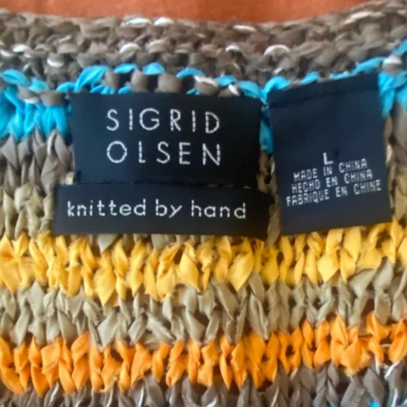 SIGRID OLSEN SILK BLEND HAND KNITTED PULLOVER TOP SIZE LARGE - Picture 3 of 7